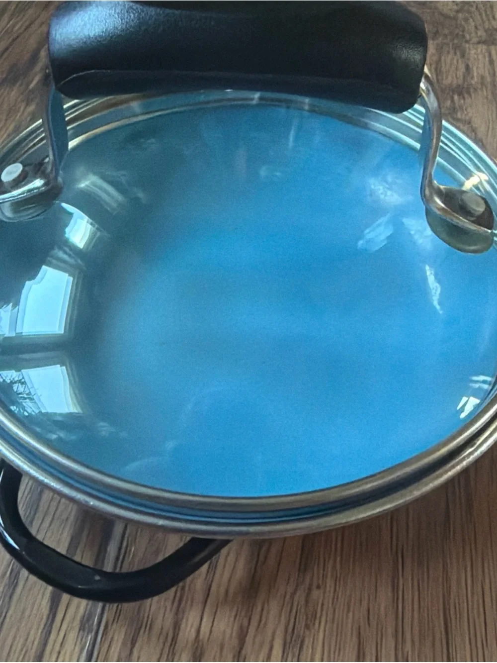 Vintage MCM 70s Enamel Enamelware Pan With Lid Emo Celje Yugoslavia Blue 15